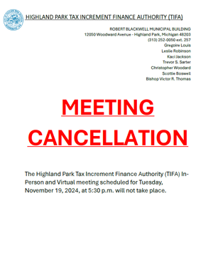 TIFA Meeting Cancelled