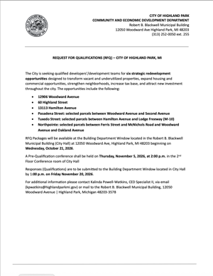 Request For Qualifications (RFQ) - City of Highland Park