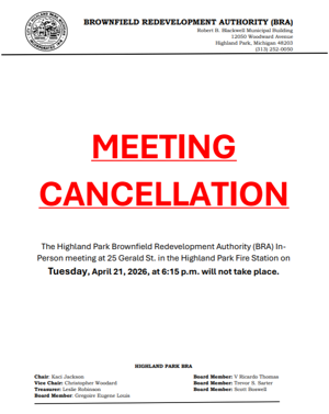 BRA Meeting April 21st Cancelled