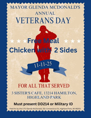 Mayor McDonald's Annual Veterans Day Free Meal Giveaway
