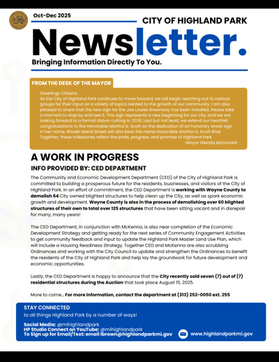 Highland Park Newsletter: Oct-Dec
