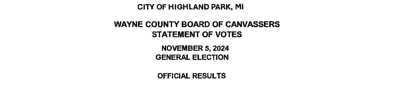 Official City of Highland Park Election Results