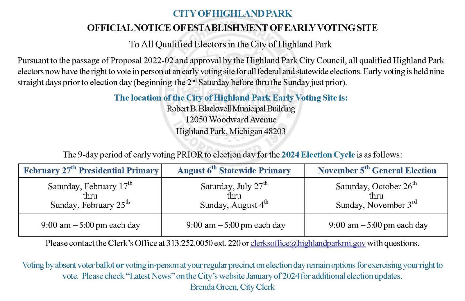 Early Voting Info